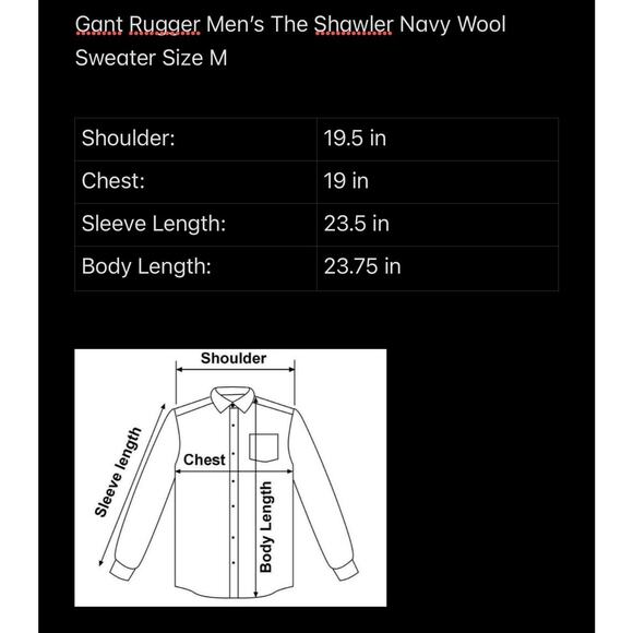 Gant Rugger Men's The Shawler Navy Wool Sweater Size M - Picture 6 of 6